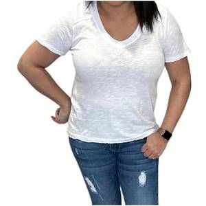 NEW BOBI shoulder seam v neck tee shirt in white